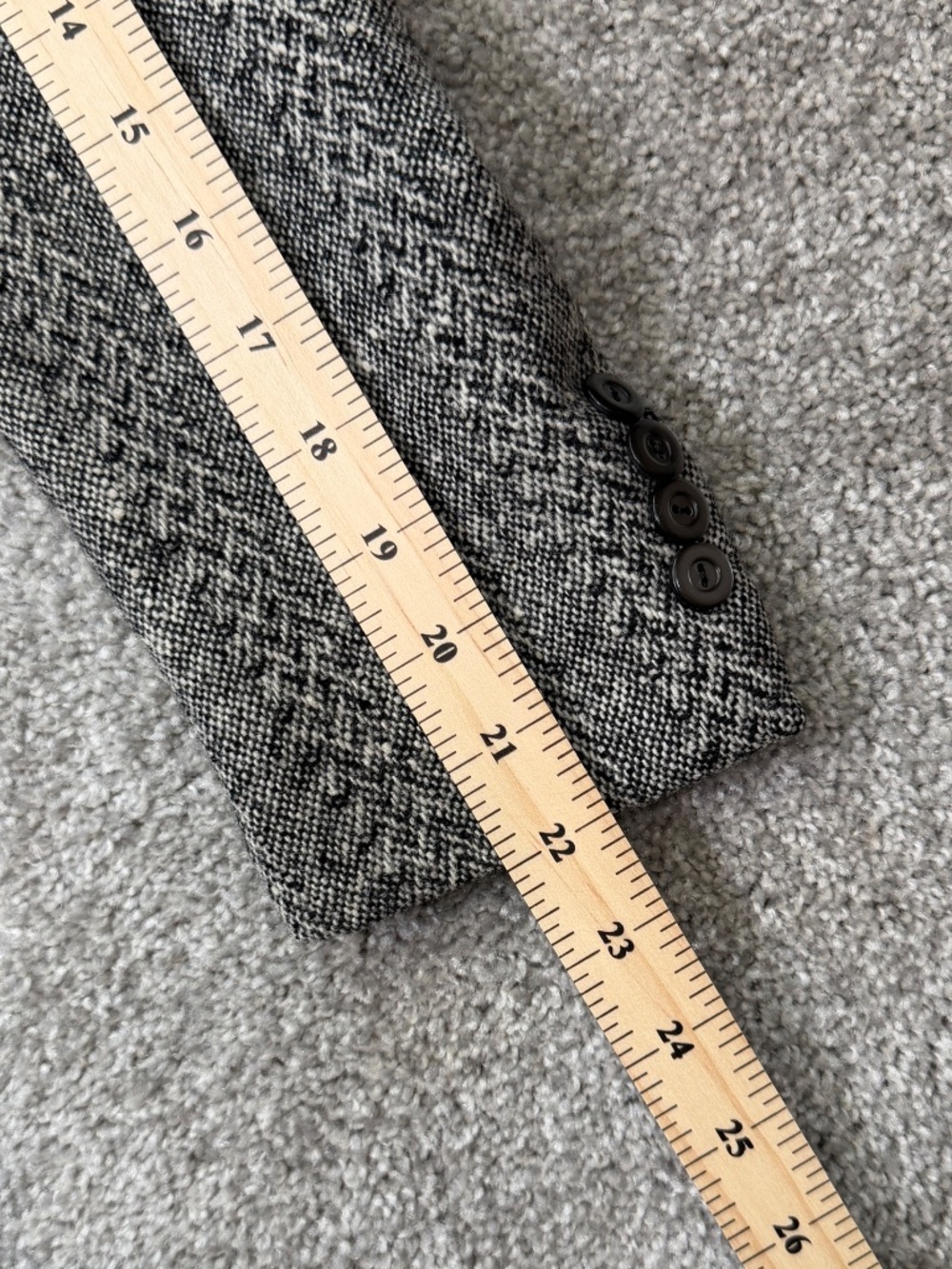 Vintage Wool Tweed Herringbone Sport Coat Blazer Grey - Picture 16 of 16